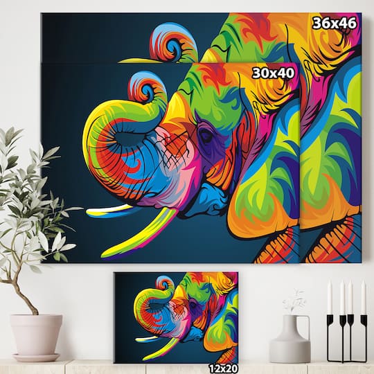 Designart - The Happy Rainbow Elephant